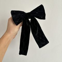 Black velvet glitter bow