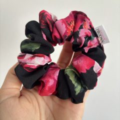 Black floral scrunchie