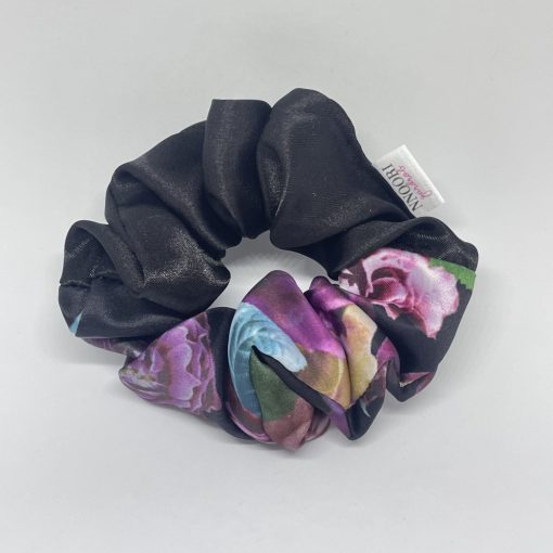 Black - Black floral scrunchie