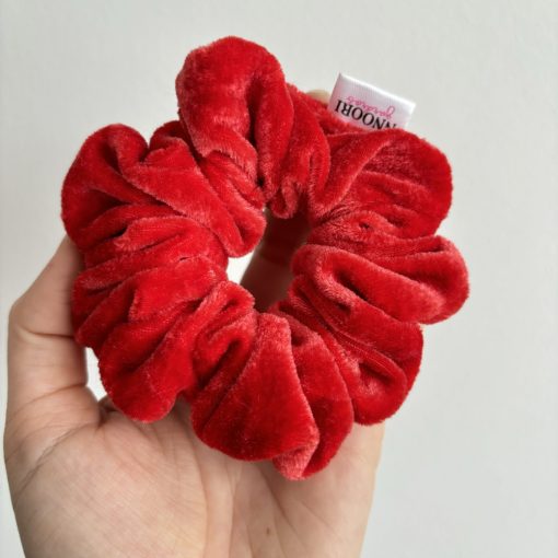 Cherry red velvet scrunchie