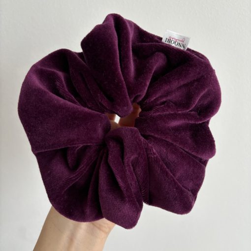 Dark purple velvet scrunchie (L)