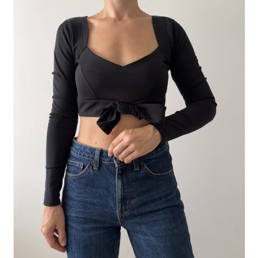 Boohoo fekete crop felső