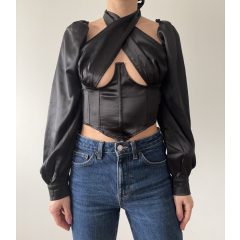 Carli Bybel x Missguided szatén felső