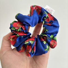 Blue floral scrunchie