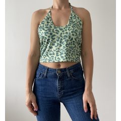 Shein zöld mintás top