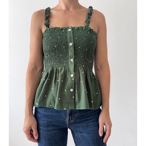 Shein zöld pöttyös top