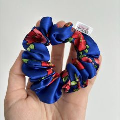 Blue floral scrunchie (S)