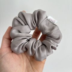 Grey silk scrunchie