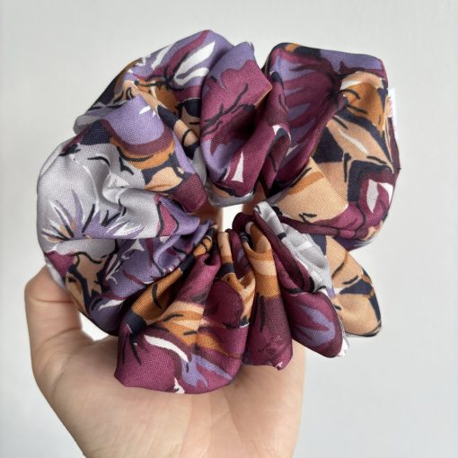 Purple floral scrunchie (L)