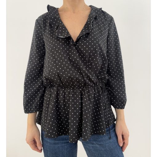 Pieces fekete pöttyös felső