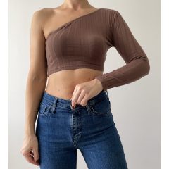 Shein barna crop felső