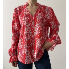 Shein piros virágos ing