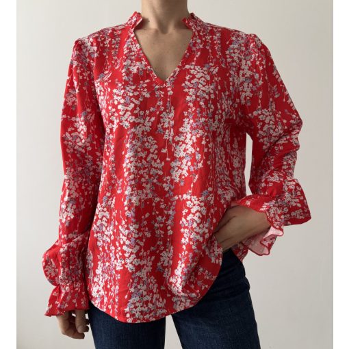 Shein piros virágos ing