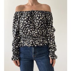 H&M fekete virágos felső