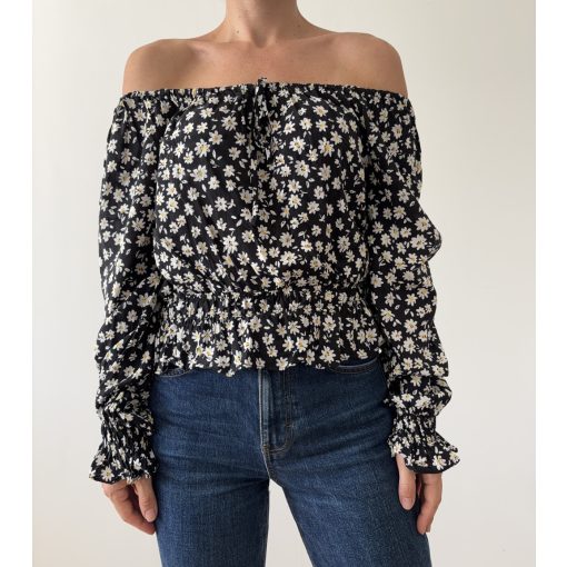 H&M fekete virágos felső