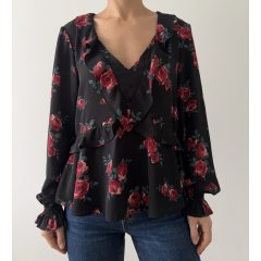 H&M fekete virágos felső