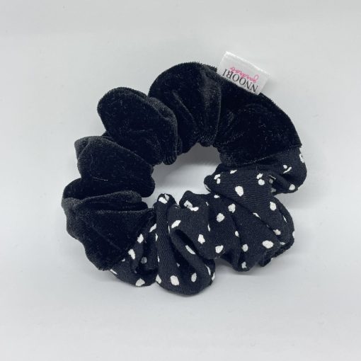 Black velvet - black dot scrunchie
