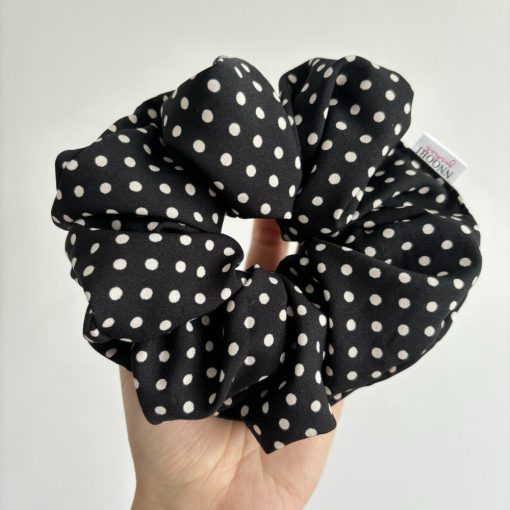 Black dot scrunchie (L)