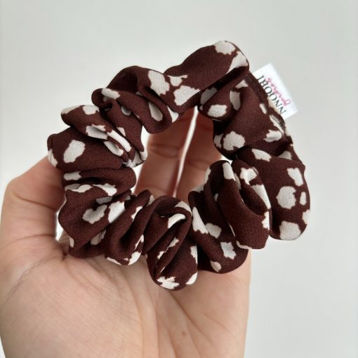 Brown patterned scrunchie (S)