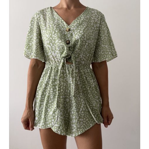 Shein zöld mintás overál