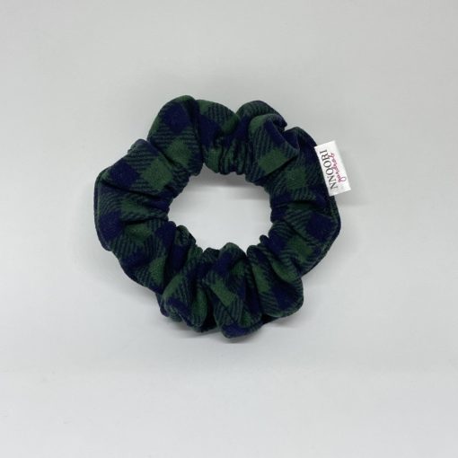Dark green checkered scrunchie (S)