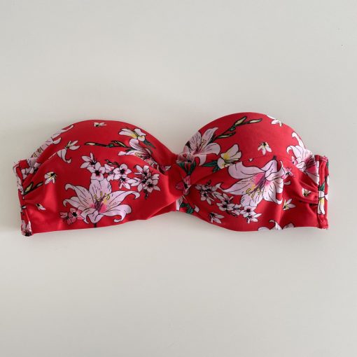 Piros virágos bikini felső