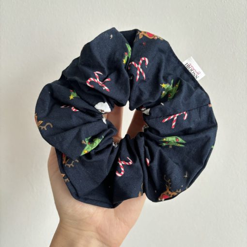 Dark blue christmas scrunchie (L)