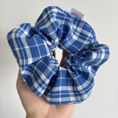 Blue checkered scrunchie (L)