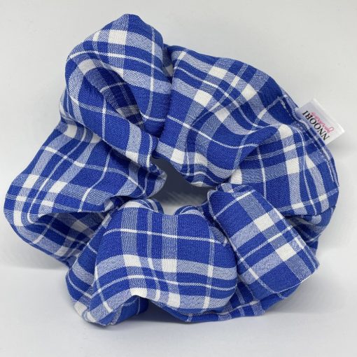 Blue checkered scrunchie (L)