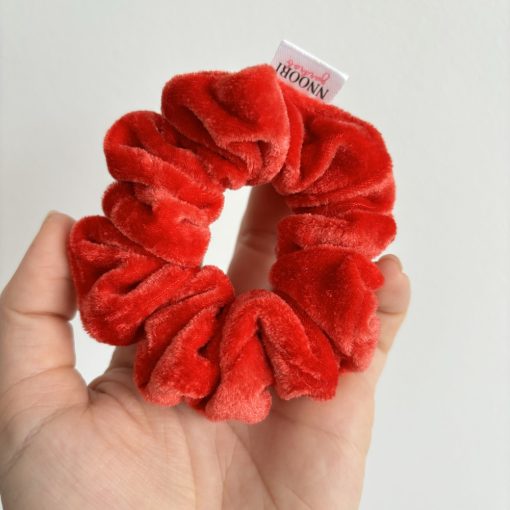 Cherry red velvet scrunchie (S)