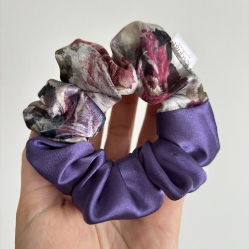 Dark Purple - Mixed floral scrunchie