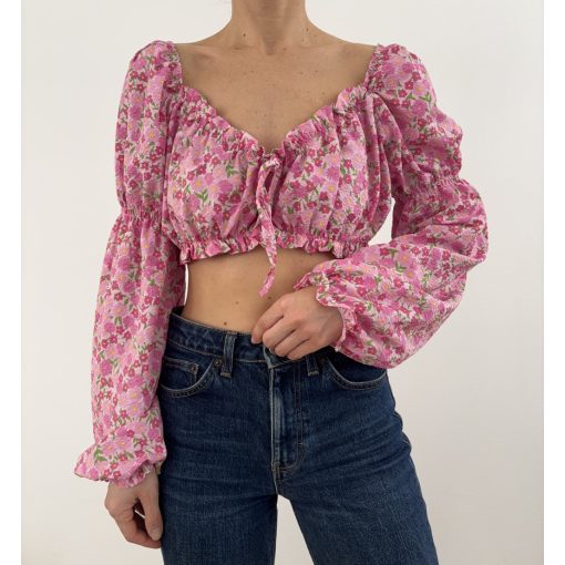 New Look virágos crop felső