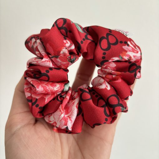 Red floral scrunchie