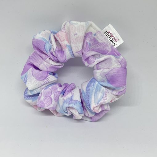 White-violet floral scrunchie