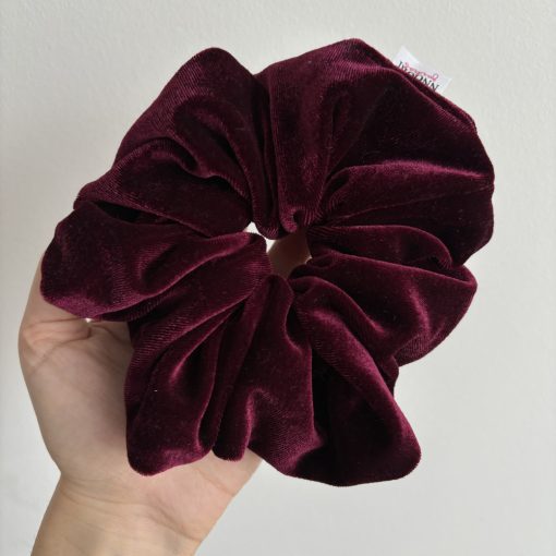 Deep burgundy velvet scrunchie (L)
