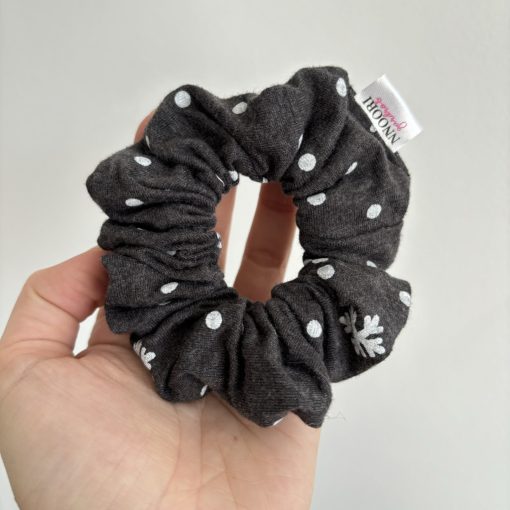 Dark grey snowflake scrunchie