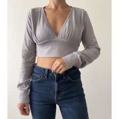 Boohoo bordázott felső