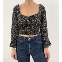 Urban Outfitters fekete virágos felső