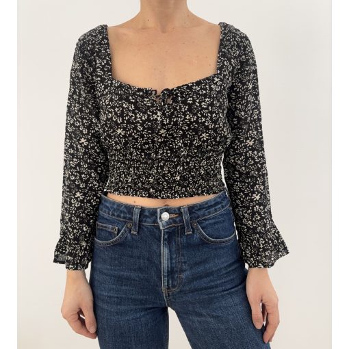 Urban Outfitters fekete virágos felső