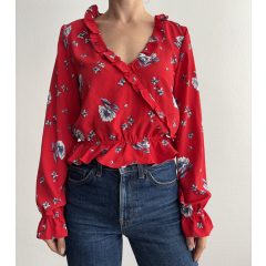 H&M piros virágos felső