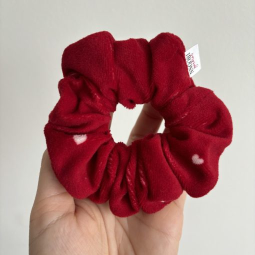 Red heart velvet scrunchie