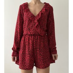 H&M piros mintás overál