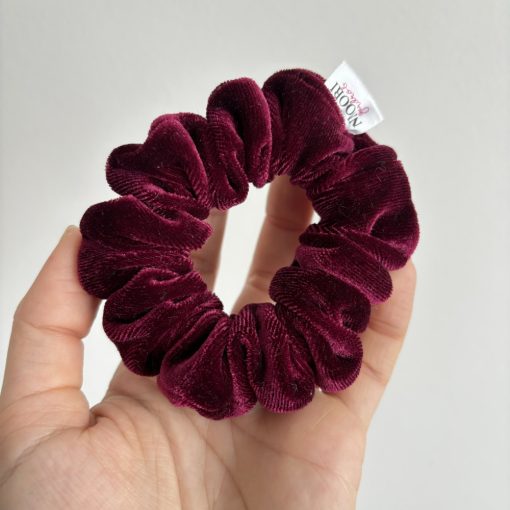Deep burgundy velvet scrunchie (S)
