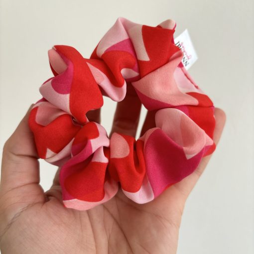 Pink heart scrunchie