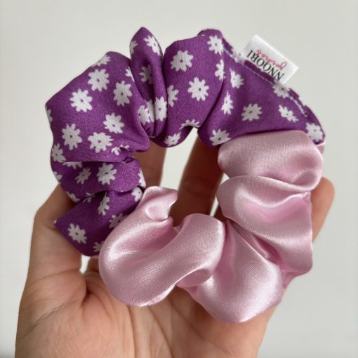 Baby pink - Lilac floral scrunchie 
