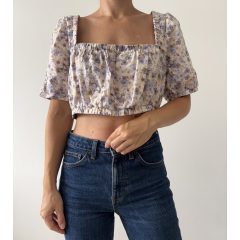 H&M virágos len keverék felső