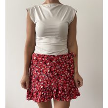 Piros virágos szoknya