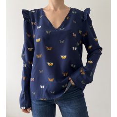 Shein sötétkék lepkés felső