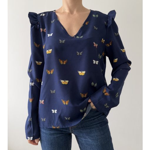 Shein sötétkék lepkés felső