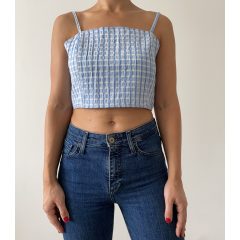 Shein kék kockás top